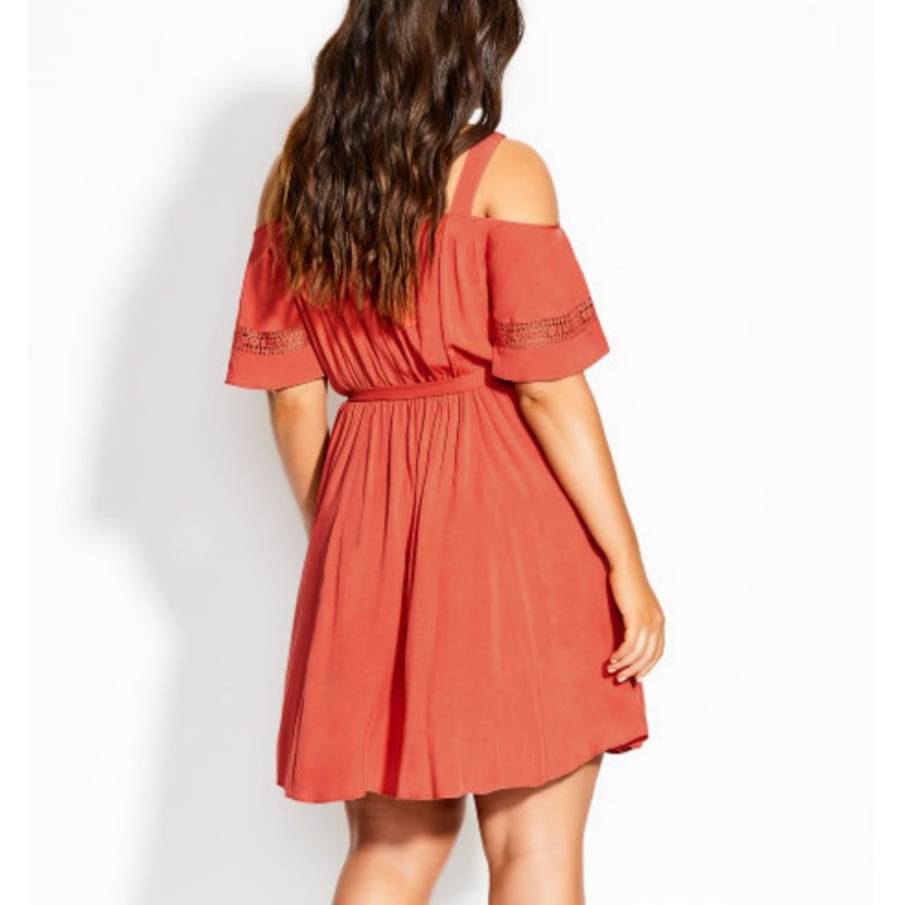 CITY CHIC Rust Cold-Shoulder Dress - Plus Size 24 NWOT - Picture 3 of 9